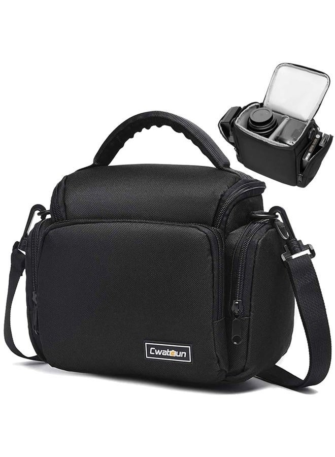 Cwatcun Single Shoulder Crossbody Compact Camera Bag Case Compatible for Canon Nikon Sony SLR DSLR Mirrorless Cameras and Lenses Waterproof Black - Image 1