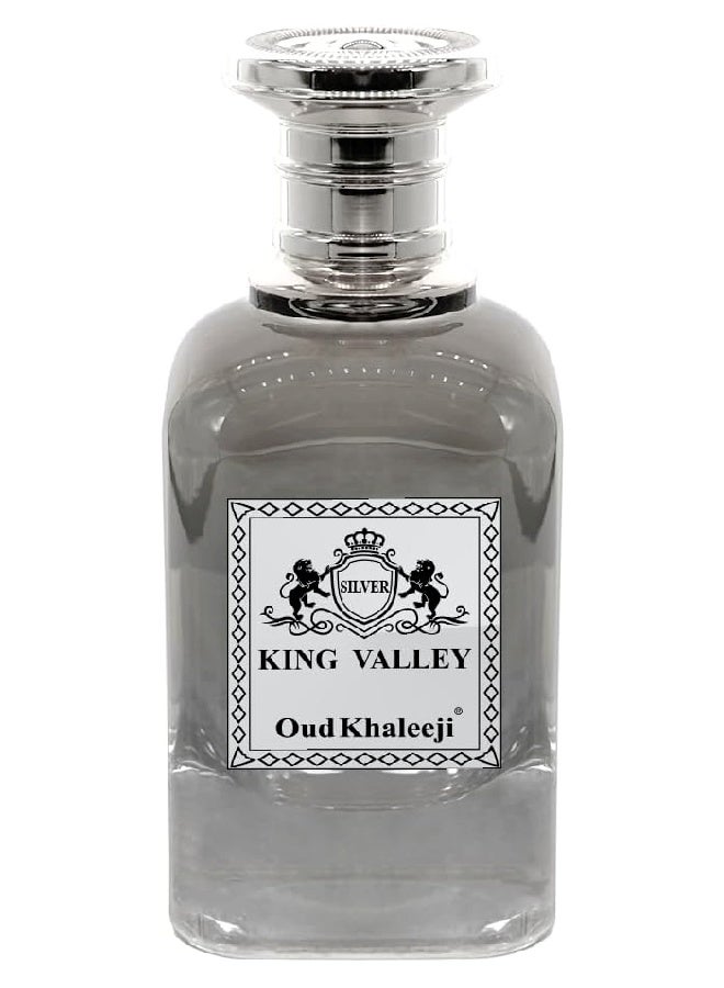 Oud Khaleeji "Oud Khaleeji KING VALLEY SILVER EDP 100ml Perfume - A Silver Symphony of Opulence, Elegance, and Timeless Fragrance" - Image 2
