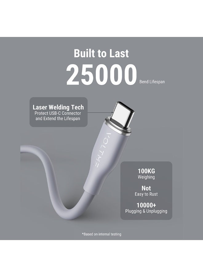 فولتمي سلك شاحن فولتمي سلسلة موس من USB-C إلى USB-C بطول 1 م وبقوة 60 واط - رمادي - Image 4