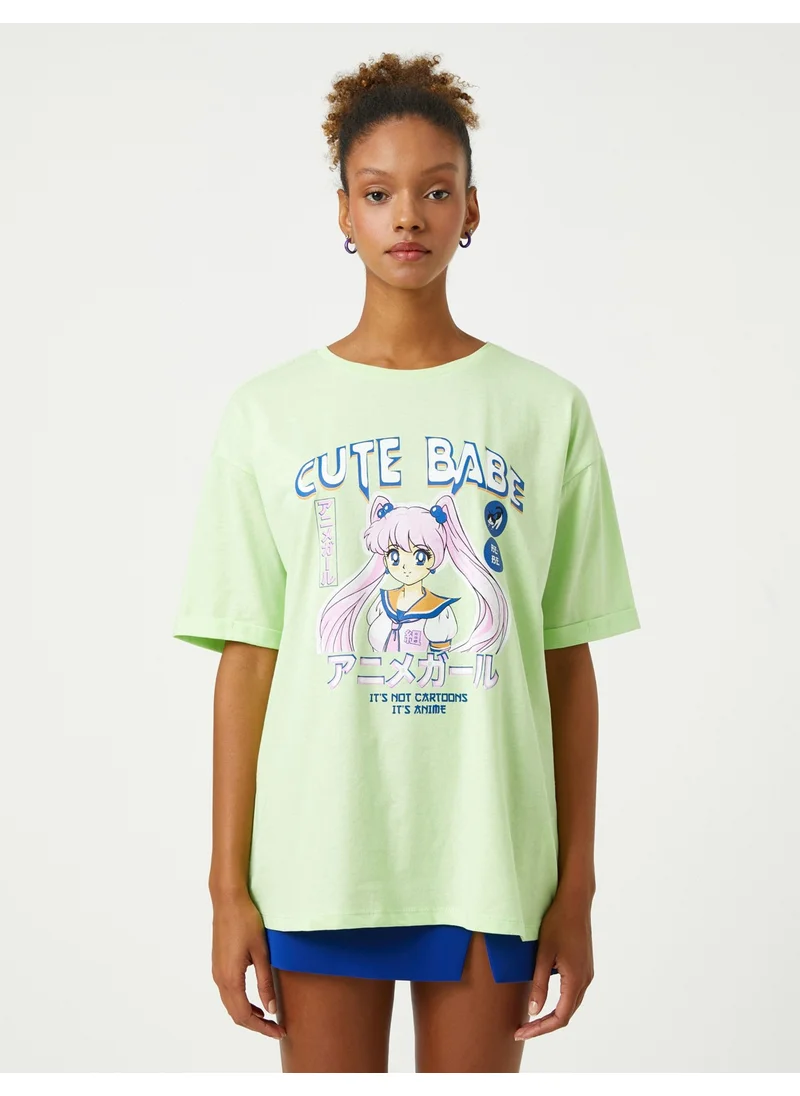 KOTON Anime T-Shirt Short Sleeve Crew Neck Comfortable Cut