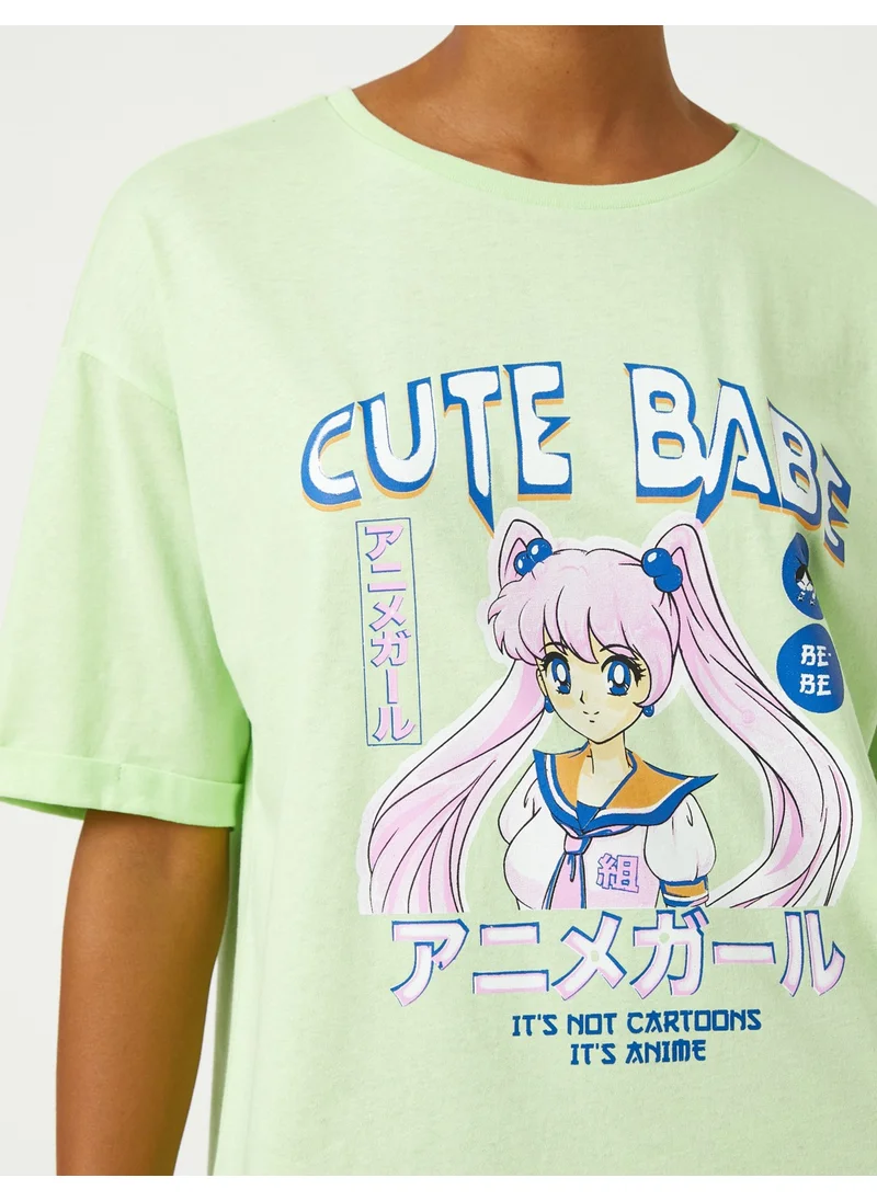 KOTON Anime T-Shirt Short Sleeve Crew Neck Comfortable Cut