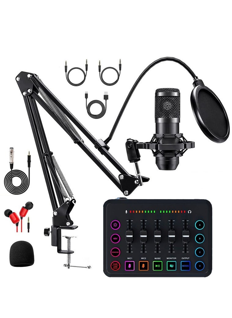 XiuWoo - Podcast Equipment Bundle, BM 800 Podcast Microphone Bundle with F9 Voice Changer, Condenser Microphone Recording Studio Package for Podcasting Live Streaming Singing PC Mobile TikTok YouTube - Image 1