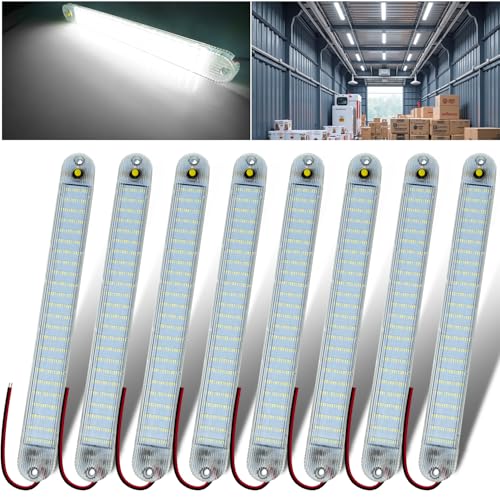 GZ5CG 12V Led Interior Light Bar 8 Packs 72Led 6500K White with ON/Off Switch 11Inch 12V 24V for Enclosed Cargo Trailer RV Van Truck Lorry Camper Caravan Motorhome (8Pcs) - Image 1