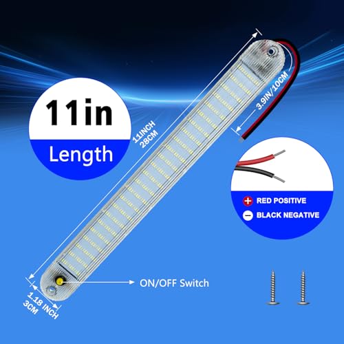 GZ5CG 12V Led Interior Light Bar 8 Packs 72Led 6500K White with ON/Off Switch 11Inch 12V 24V for Enclosed Cargo Trailer RV Van Truck Lorry Camper Caravan Motorhome (8Pcs) - Image 3