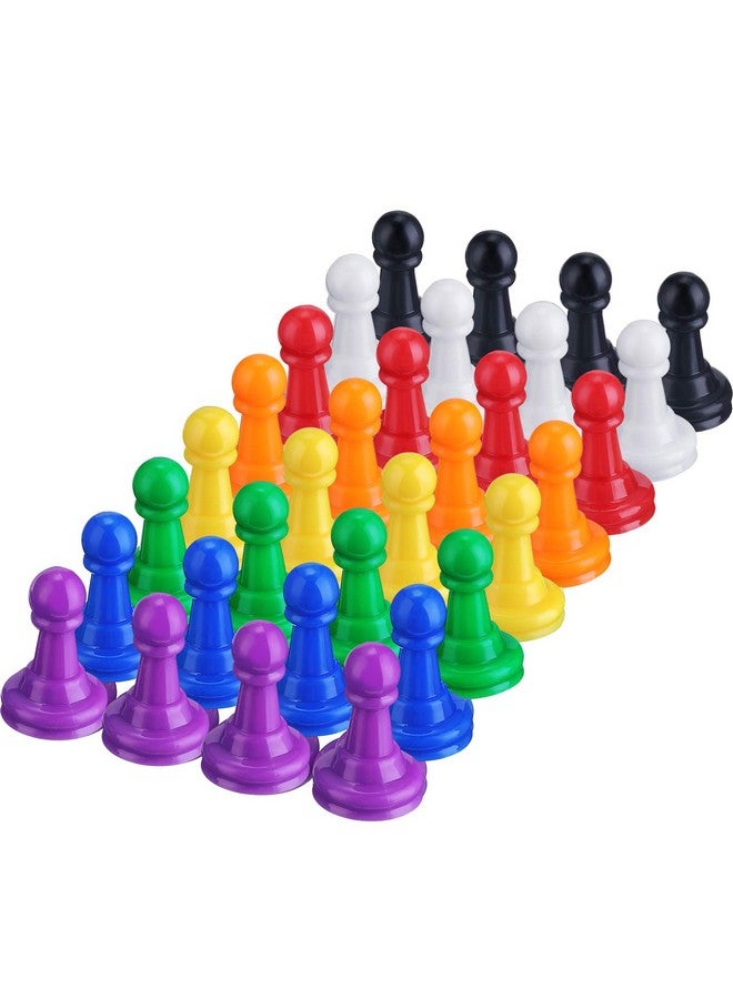 Shappy 32 Pieces Board Game Pawns Multicolor Plastic Game Pieces for Chess Tabletop Markers 1 Inch - Image 1