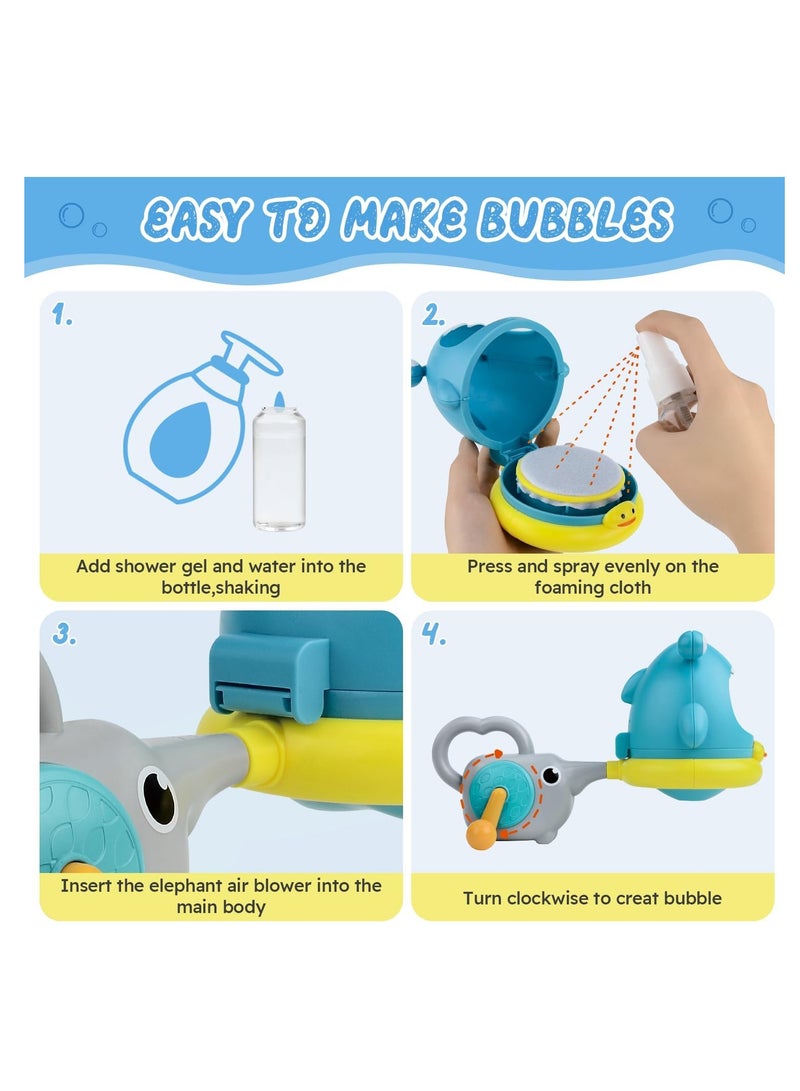 Shark Bubble Maker Baby Bath Toy with 2 Attachments, Bathroom Bath Toys Kids Outdoor Water Play, Bubble Maker (Shark + Baby Elephant) - Image 4