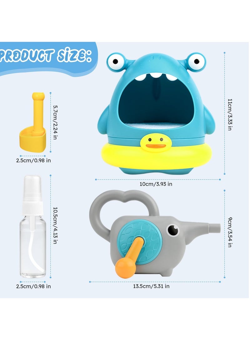 Shark Bubble Maker Baby Bath Toy with 2 Attachments, Bathroom Bath Toys Kids Outdoor Water Play, Bubble Maker (Shark + Baby Elephant) - Image 2