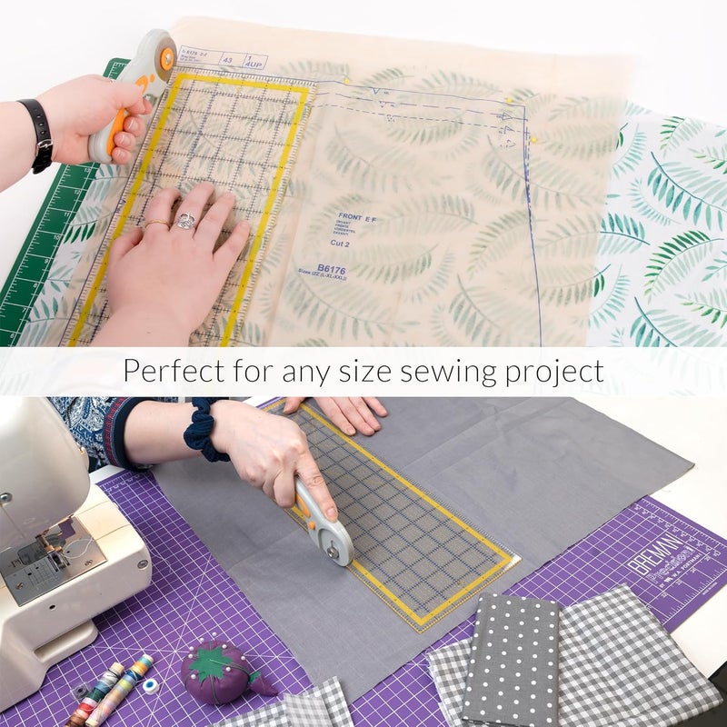 Breman Precision Quilting Rulers – 6x18 Inch Clear Acrylic Rulers for Quilting and Sewing – Laser-Cut Edge, Easy-Read Grid Lines, Angled Markers – Fabric Guide for Left & Right-Handed Users - Image 5