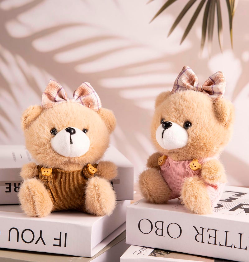 YILANFULL Cute Keychain Bear Plush Teddy Bear Key Chain Kawaii Keychains for Women Men Stuffed Bag Purse Backpack Charms (Off White) - Image 2