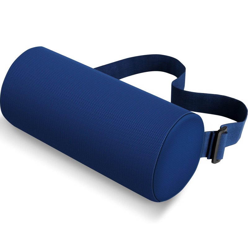 CushZone Lumbar Roll Support Pillow for Office Chair Car Gaming Chair Memory Foam Back Cushion with Washable Cover for Relieving Back Pain Improving PostureBlue