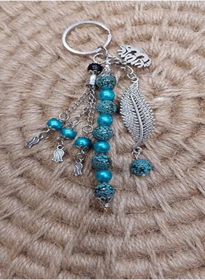 tag Keychain medallion faux pearl and stainless accessories for girls  - Image 1