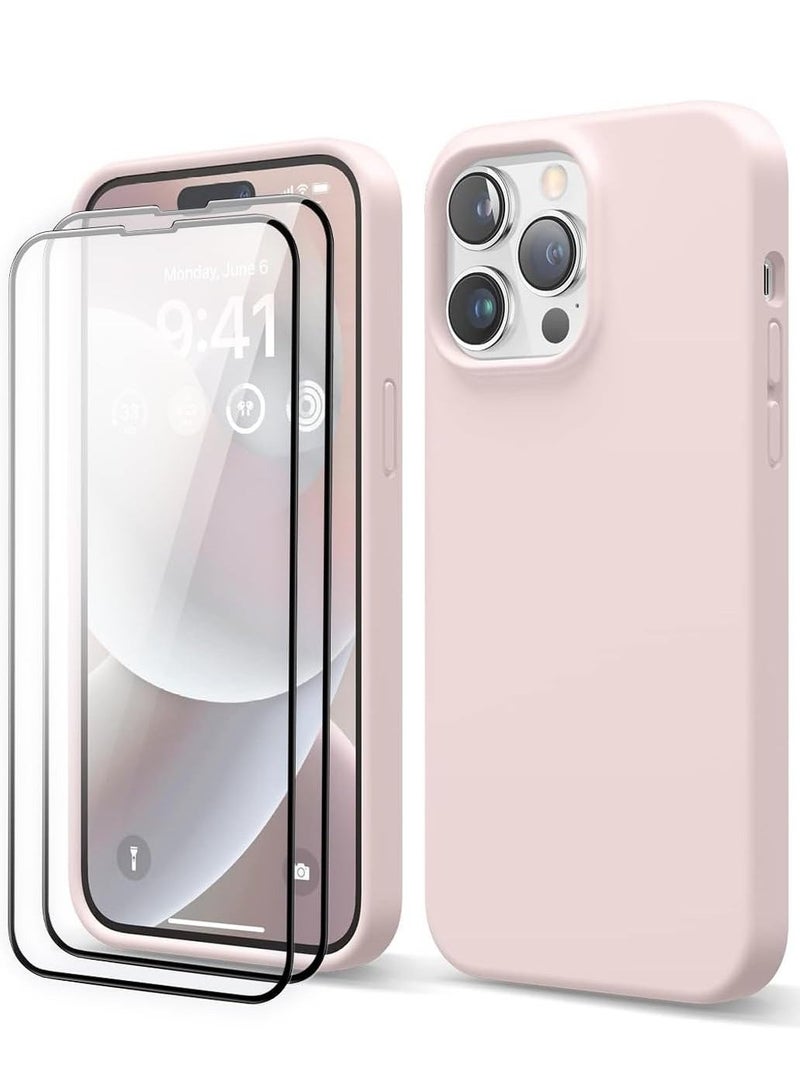 Raxoom [3-in-1] iPhone 15 Plus Case Bundle â€“ Pink Premium Liquid Silicone Shockproof Cover with 9H Tempered Glass Protector - Image 1