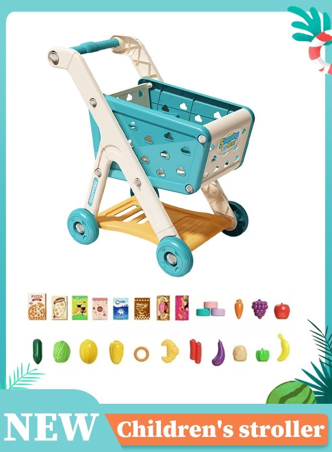 Simulated shopping cart toys, Children's handcart shopping toys, Simulated shopping cart, Fun accessories, Fruits and Vegetables, Snack box, Role playing toys, Children's toys  - Image 1