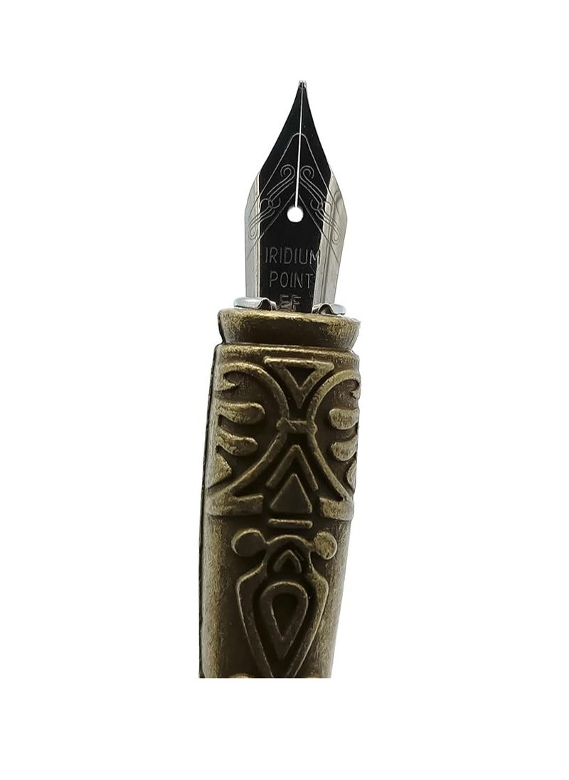 Gold LEAF Feather Calligraphy Pen Ink Set,Quill Pen Set Includes Feather Dip Pen,Ink,5Replacement Nibs,1Wax Seal Sticks,Pen Holder,Seal Stamp, White Wax,Spoon  - Image 3