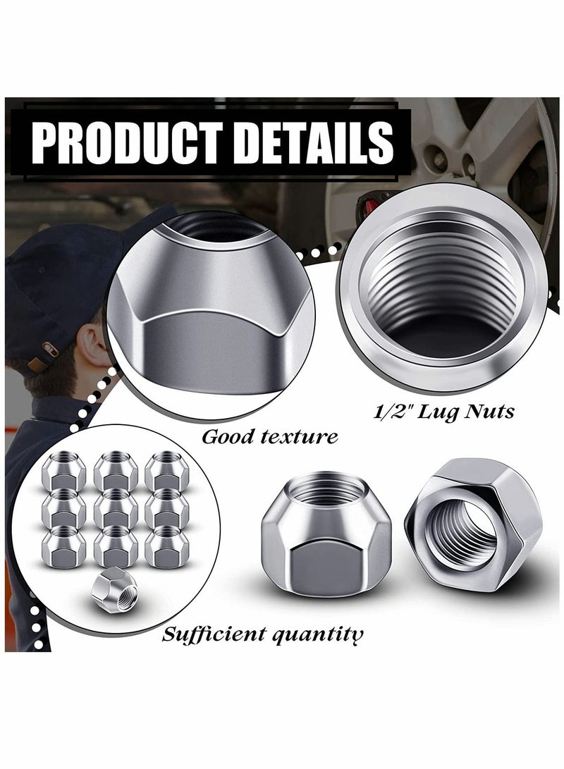 Loquat 20 Inch Trailer Lug Nuts 10 Pieces 509 Tire Lugs Wheel Nuts Wheel Trailer Lugs Tire Acorn Nut Silver Lug Nuts Open End Finish Lug Nuts for Trailers Tire Wheel Tire Screw Iron Rim Tire Nut - Image 3