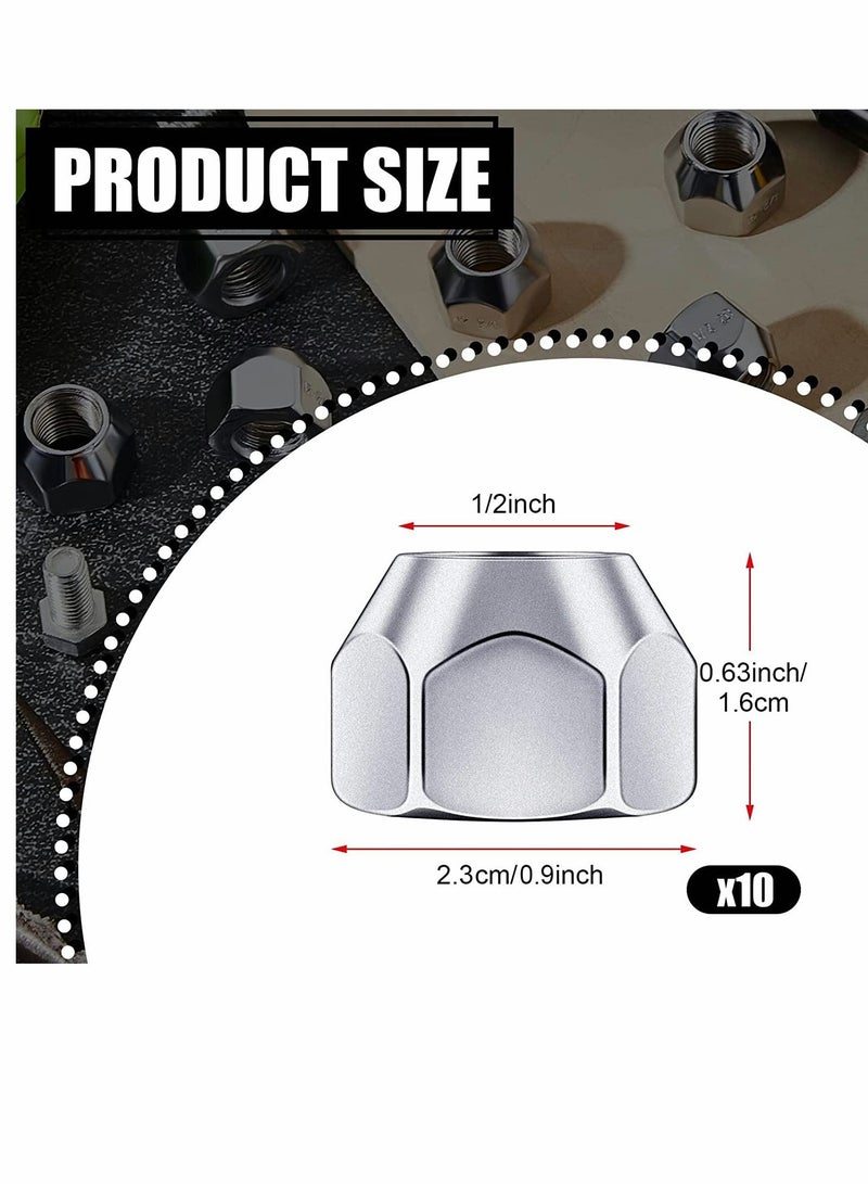 Loquat 20 Inch Trailer Lug Nuts 10 Pieces 509 Tire Lugs Wheel Nuts Wheel Trailer Lugs Tire Acorn Nut Silver Lug Nuts Open End Finish Lug Nuts for Trailers Tire Wheel Tire Screw Iron Rim Tire Nut - Image 2