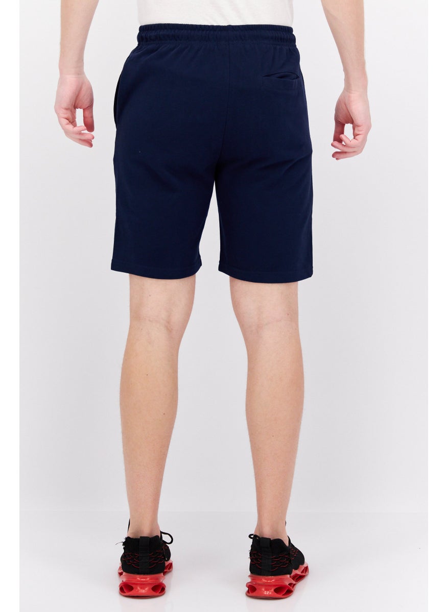 ELVIS Men Graphic Printed Basic Shorts, Navy  - Image 3