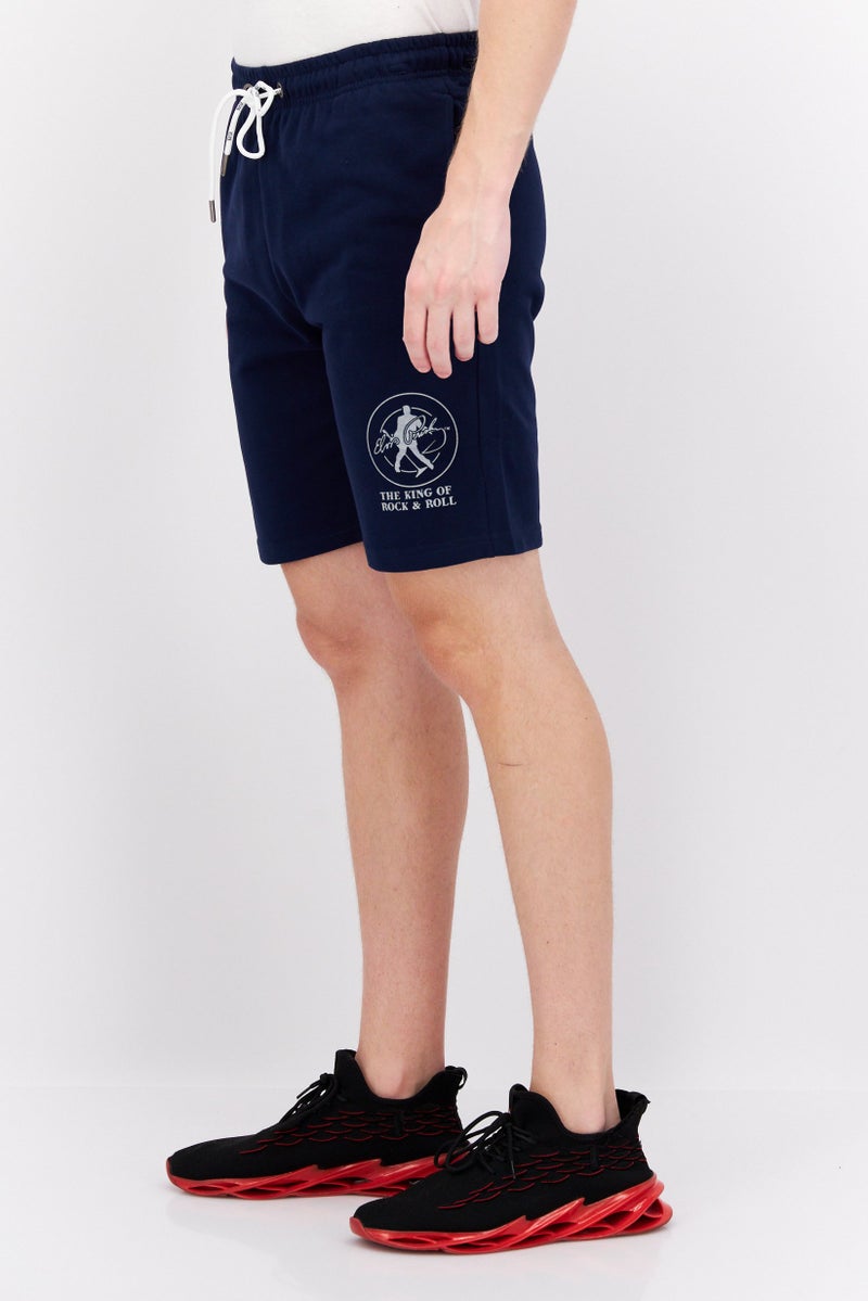 ELVIS شورتات أساسية مطبوعة برسومات للرجال، كحلي - Image 2