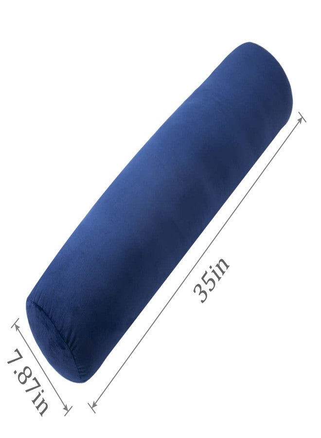 1 MIDDLE ONE Body Pillow for Adults, Bolster Pillow with Removable Velvet Cover, Long Round Cervical Roll Pillow, 35 x 7.87 Inches, Blue - Image 3