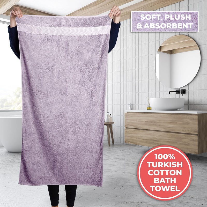TEXTILOM 100% Turkish Cotton 3 Pcs Bath Towel Set, Luxury Bath Towels for Bathroom, Soft & Absorbent Bathroom Towels Set (1 Bathtowel, 1 Hand Towel, 1 Washcloth)- Lilac - Image 3