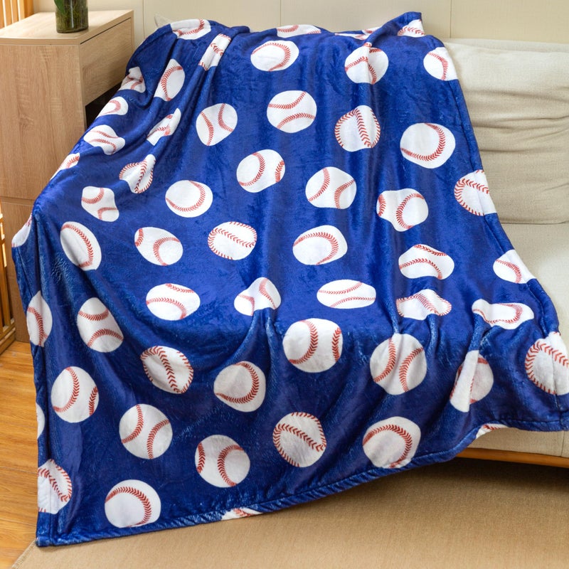 Sviuse Baseball Blanket Blue Baseballs Gifts for Boys Teenagers Men Soft Plush Sport Blankets for Baseball Lover All Season Couch Bed Sofa Home Decor (50"x60", Blue Baseball) - Image 1