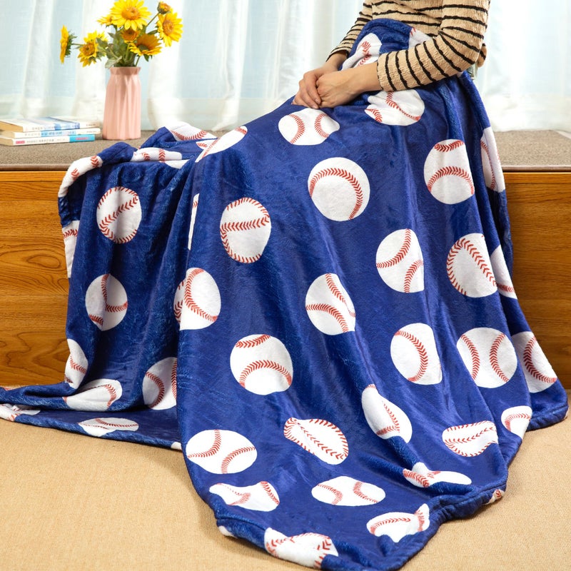 Sviuse Baseball Blanket Blue Baseballs Gifts for Boys Teenagers Men Soft Plush Sport Blankets for Baseball Lover All Season Couch Bed Sofa Home Decor (50"x60", Blue Baseball) - Image 2