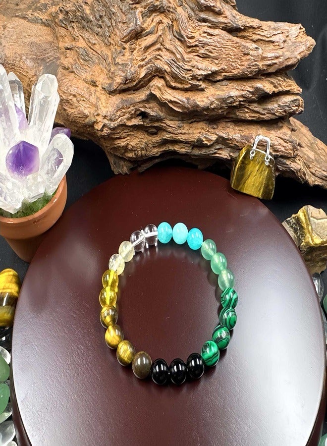 Natural green peacock tiger's eye citrine bracelet  - Image 3