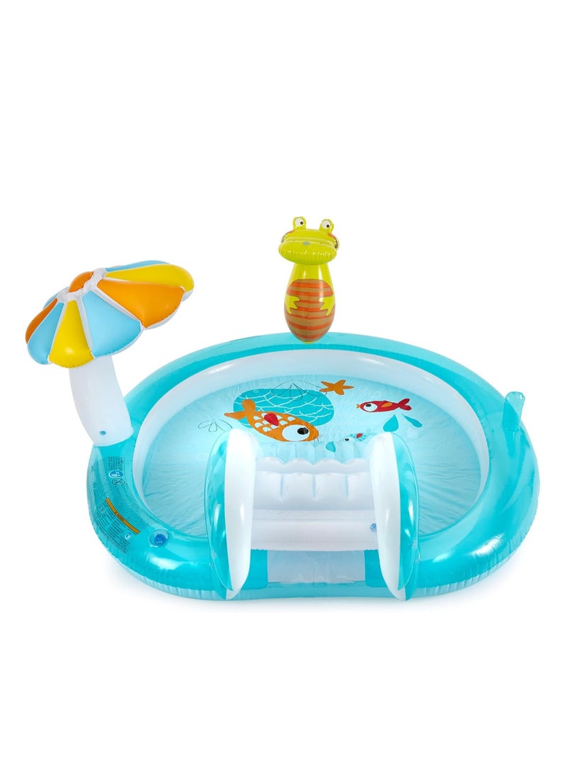 انتكس مركز اللعب والأنشطة بتصميم تمساح بوجود مسبح قابل للنفخ للأطفال ومزود بساحة لعب مع تمساح وألعاب مائية. للأطفال بعمر سنتين فما فوق - Image 3