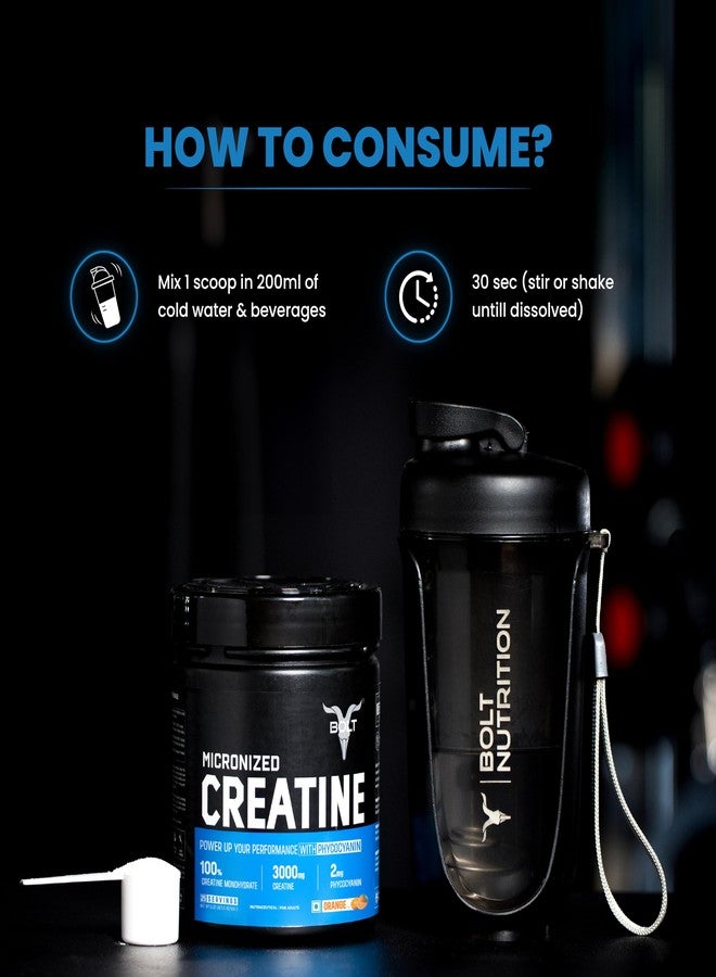 Bolt Micronised Creatine Monohydrate 3000 Powder|With Phycocyanine|Boosts Athletic Performance|Provides Energy Support For Heavy Workout|Formulated In Usa| 250 grams (0.55Lb),83 Serving|Unflavored - Image 5
