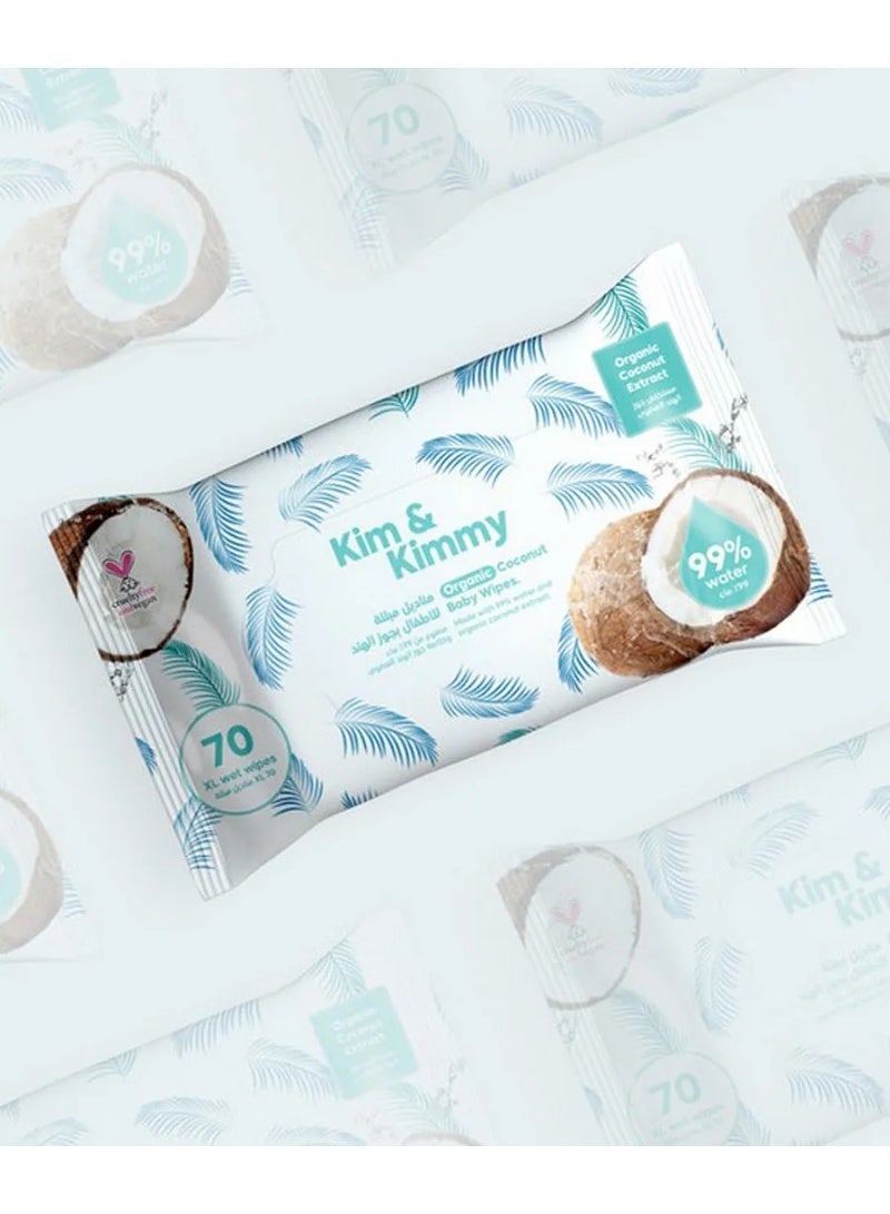 Kim & Kimmy KimandKimmy Organic Coconut Wet Wipes - 840 Pieces, Anti-Bacterial, Anti-Fungal, Extra Large, Moisturizing - Image 2