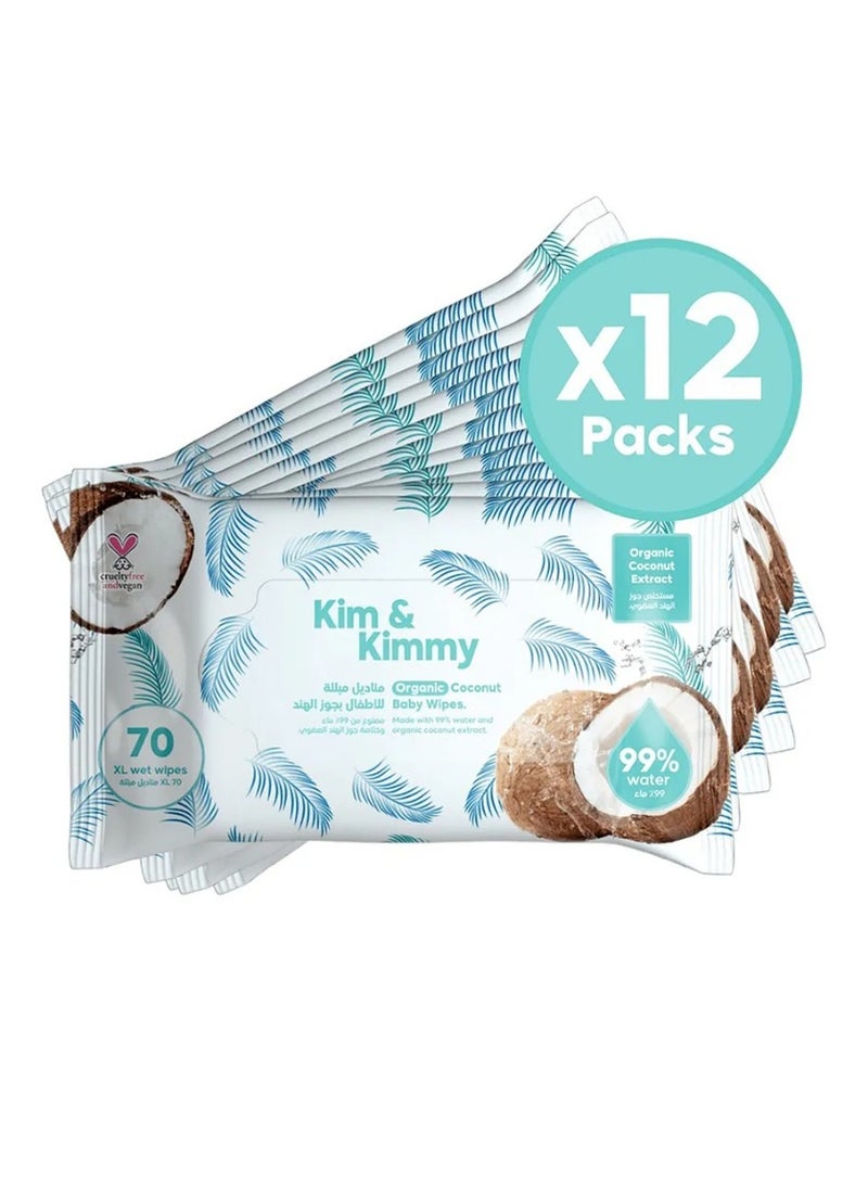 Kim & Kimmy KimandKimmy Organic Coconut Wet Wipes - 840 Pieces, Anti-Bacterial, Anti-Fungal, Extra Large, Moisturizing - Image 1