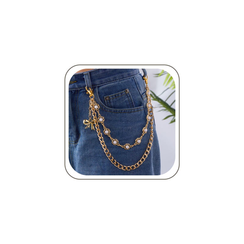 ANGLEQUEEN أحزمة سلسلة للنساء والرجال، إكسسوارات موضة، سلاسل محفظة جيب، سلاسل بنطلون، إكسسوارات ي2ك غرونج، مجوهرات عيد الهالوين وعيد الميلاد، سلاسل جين، إكسسوارات قوطية (F-ذهبي) - Image 1