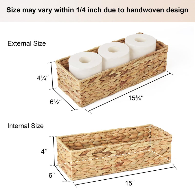 StorageWorks Toilet Tank Basket for Bathroom, Water Hyacinth Storage Baskets for Toilet Tank Top, 2-Pack - Image 2
