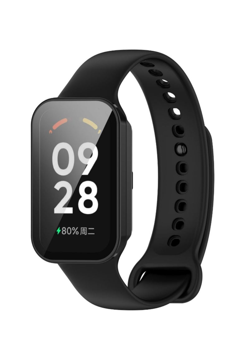 حالة الكمبيوتر تغطية + ريدمي باند 2 الزجاج الوفير الإطار حامي الدخن الذكية الفرقة 8 خفف من الزجاج حامي الشاشة النشطة - Image 3