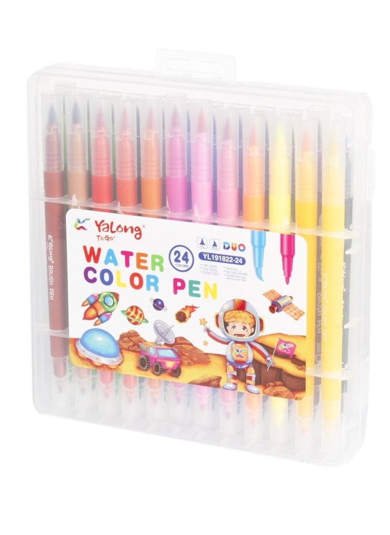 YALONG Yalong-two-sided with brush And Felt-tip pens 24 colors  - Image 1