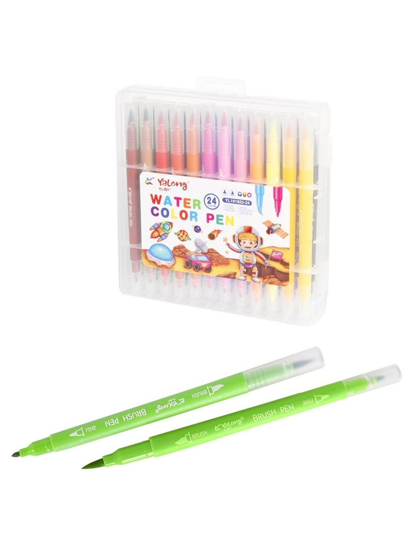 YALONG Yalong-two-sided with brush And Felt-tip pens 24 colors  - Image 2