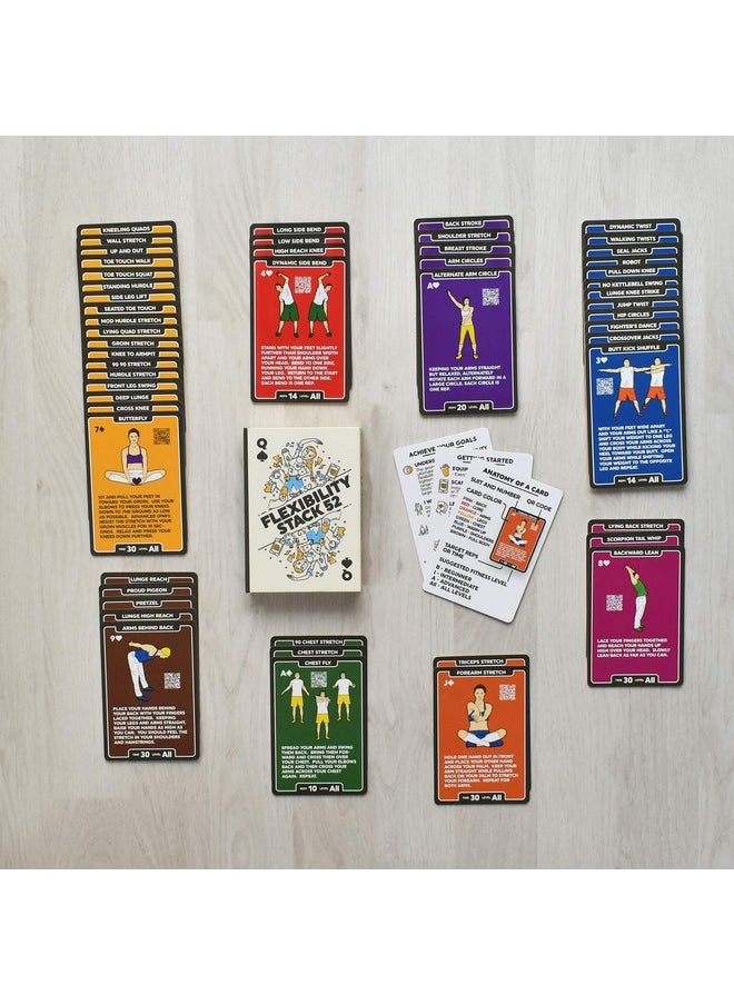 Stack 52 Flexibility Exercise Cards. Learn Static And Dynamic Stretches. Video Instructions Included. Perfect For Workout Warm Ups And Cooling Down. Increase Joint Range Of Motion. (Updated Deck)  - Image 5