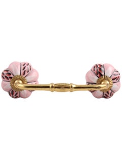 Indian-Shelf IndianShelf 1 Pack Ceramic Pink Door Handles Interior T Bar Handles for Cabinets and Drawers Dresser Gold Hardware 4 Hole to Hole BH429CK259 