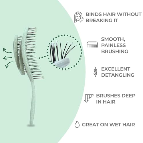 Lyrovo Organic Detangling Hair Brush for Women, Men & Children - Does not Pull on Hair - Straightening Brushes for Straight, Curly & Wet Hair (Mint Green) - Image 4