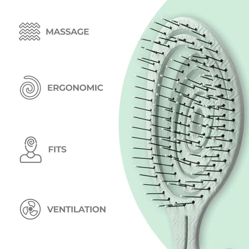 Lyrovo Organic Detangling Hair Brush for Women, Men & Children - Does not Pull on Hair - Straightening Brushes for Straight, Curly & Wet Hair (Mint Green) - Image 3