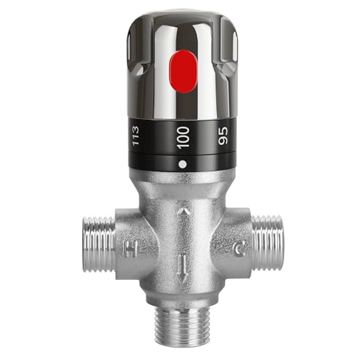 FUGO 12 NPT Thermostatic Mixing ValveWater Mixing Valve with 12 NPT Male ConnectionsSolid BrassChrome - Image 1