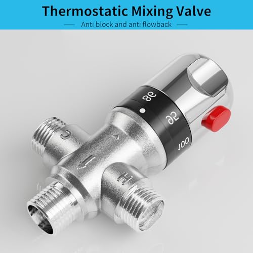 FUGO 12 NPT Thermostatic Mixing ValveWater Mixing Valve with 12 NPT Male ConnectionsSolid BrassChrome - Image 3