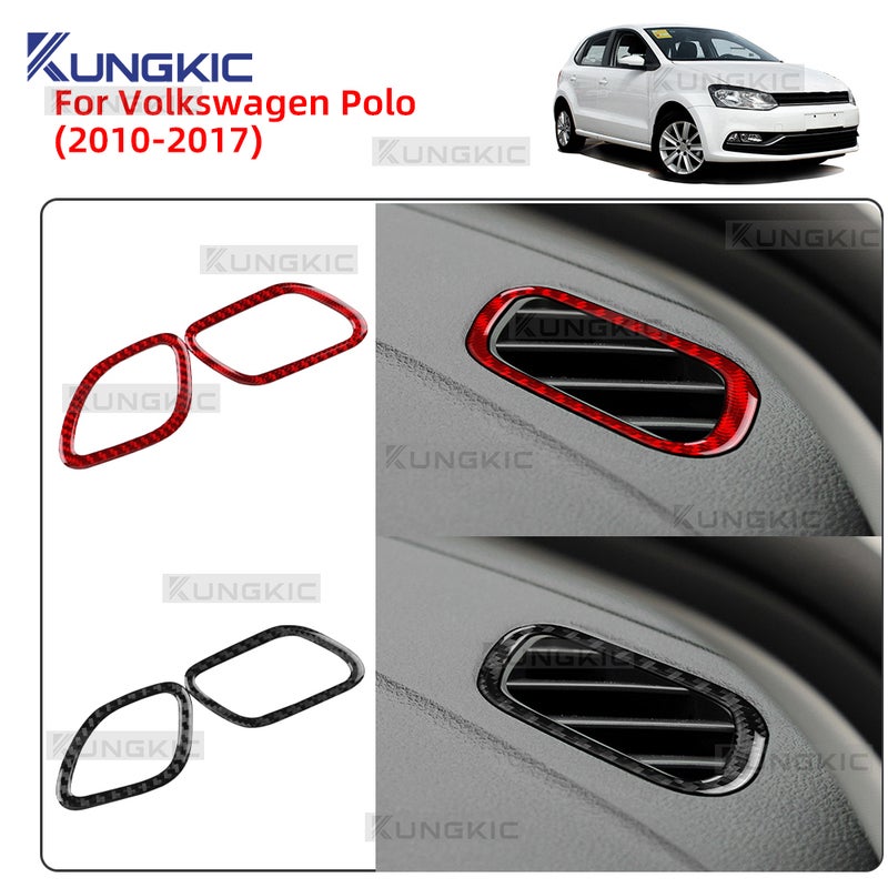 ملصق ألياف كربون لجانب مخرج هواء لوحة القيادة لسيارة فولكس فاجن بولو MK5 6R 6C موديلات 2010 2011 2012 2013 2014 2015 2016 2017 - Image 1