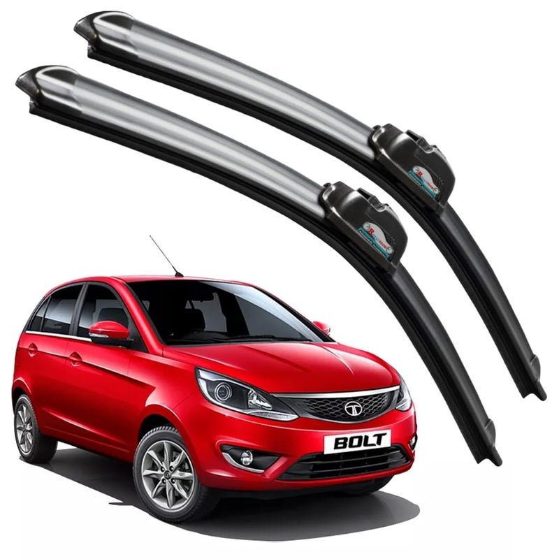 ROYALTECH Frameless Rubber Car Wiper Blades Set of 2 Compatible with (TATA Bolt (2013-2018) (D-24,P-14)) - Image 1