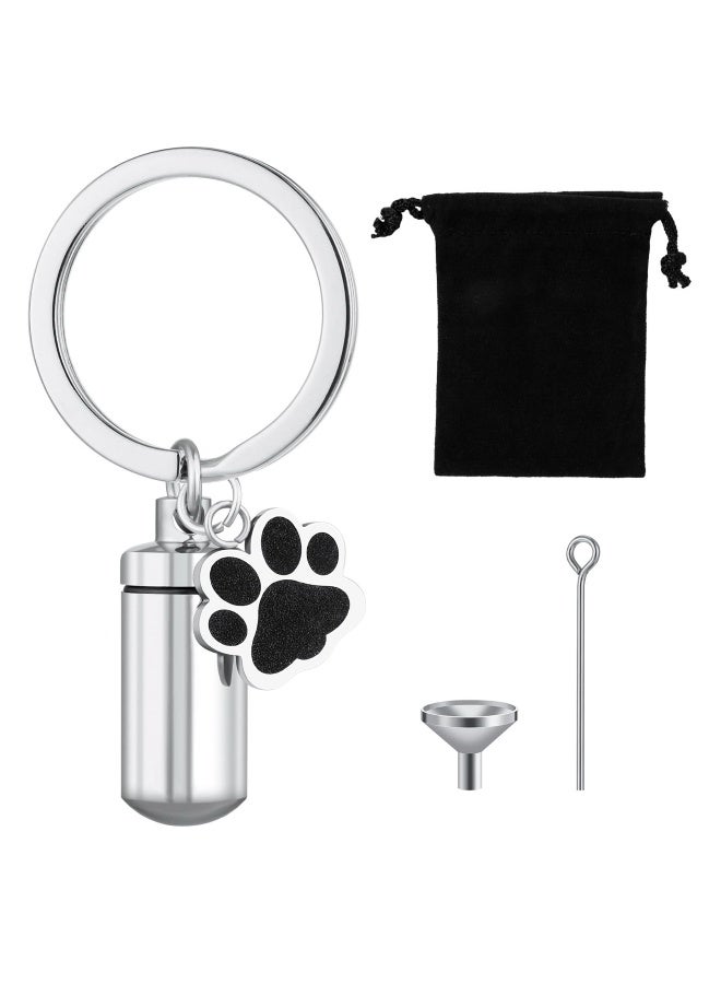 Generic Pet Urns Keychain for Dog Cat Ashes with Storage Bags Small Pet Cremation Keepsake Pend Paw Print Memorial Urn  - Image 1