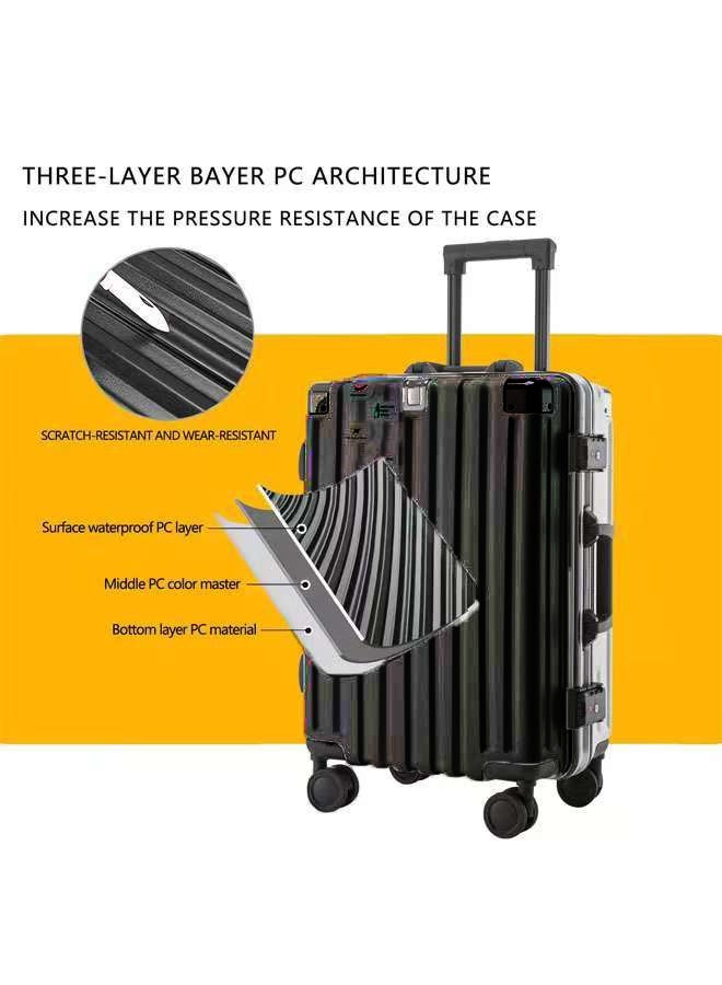 WEMART Lightweight Aluminum Frame Luggage Sets 20/24/28 3 Piece Suitcase PC ABS Hard Shell Lock No Zipper Black  Luggage Suitcase with 4 Quite 360 Degree Double Spinner Wheels  - Image 4