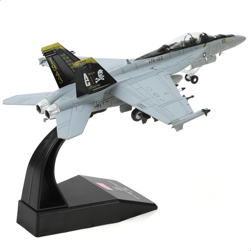 NUOTIE FA18 Super Hornet Diecast Metal Fighter Jet Model 1100 Scale Jolly Roger Squadron Replica Military Aircraft Collectible for Veterans and Aviation Enthusiasts - Image 2