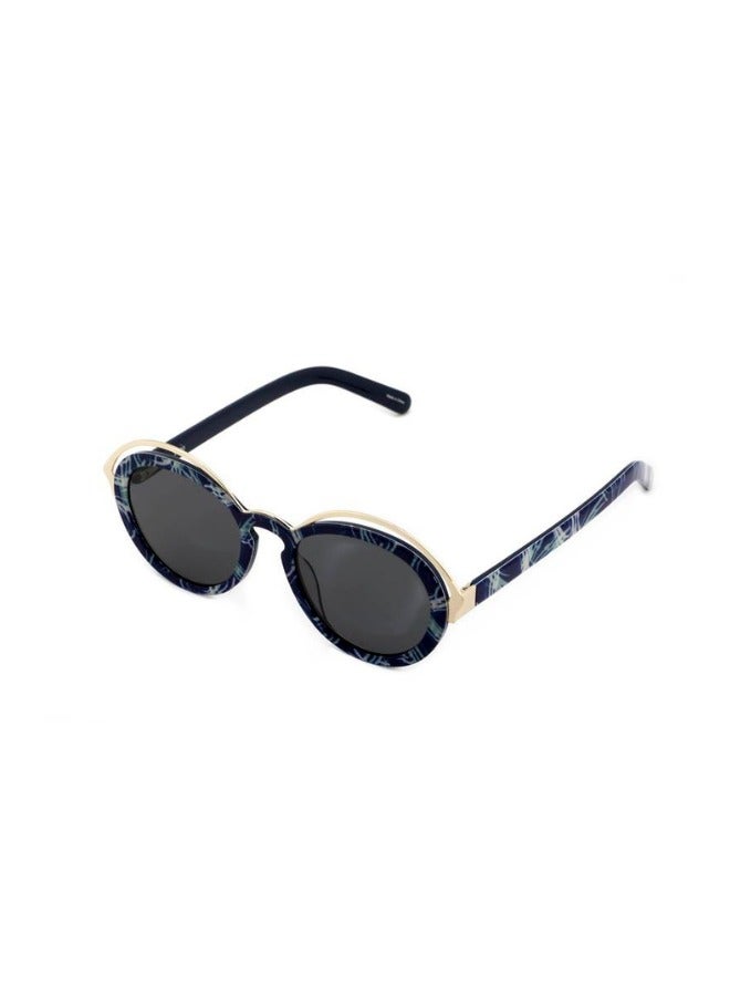 ليا نظارة شمسية Deux للنساء محمية من الأشعة فوق البنفسجية، نظارة شمسية Leia Deux دائرية الشكل بإطار أزرق وعدسة رمادية اللون (S13014A-CL66-C1) - Image 2