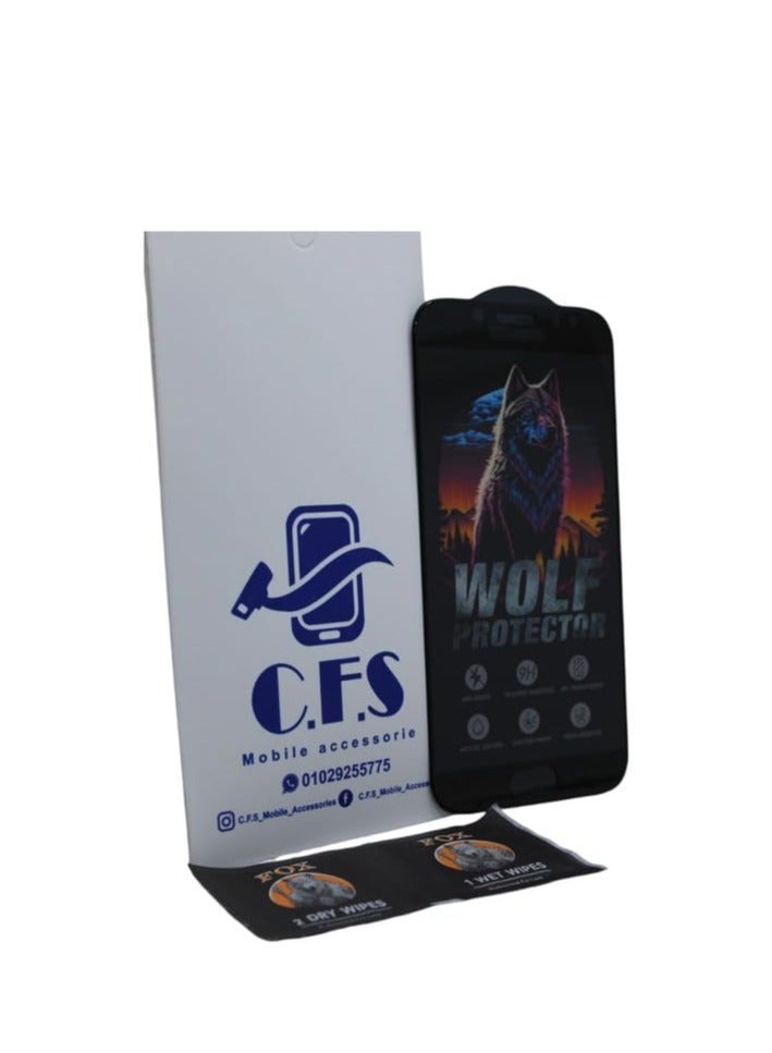 Wolf Protector Design Tempered Glass Screen Protector for Samsung Galaxy J7 Pro - Clear & Black - Image 2