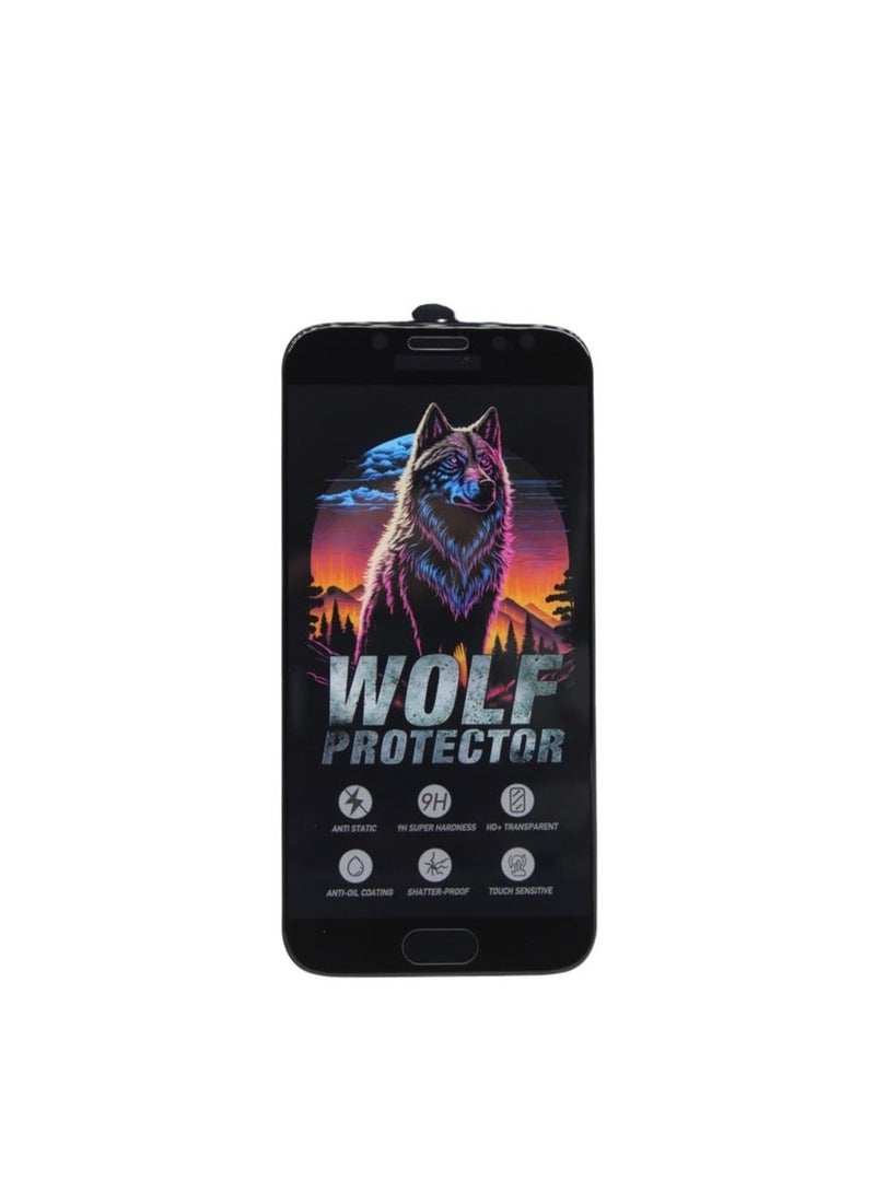 Wolf Protector Design Tempered Glass Screen Protector for Samsung Galaxy J7 Pro - Clear & Black - Image 1
